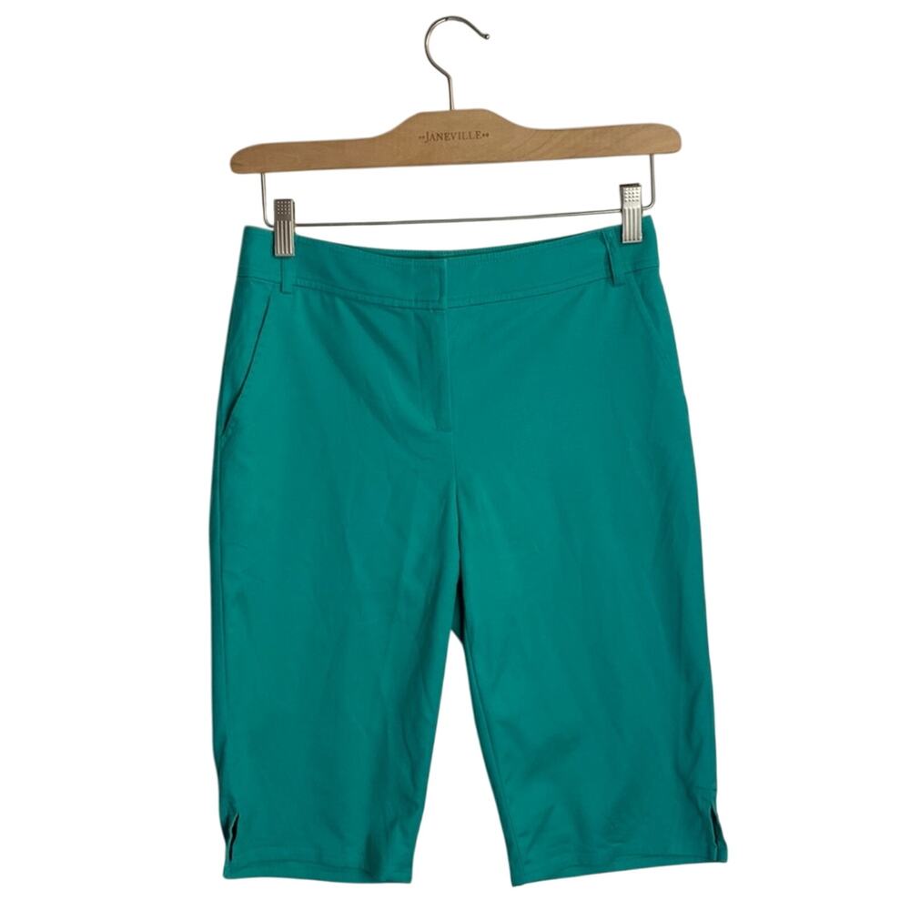 St. John Teal Green Bermuda Long Flat Front Shorts W-566 Size 2